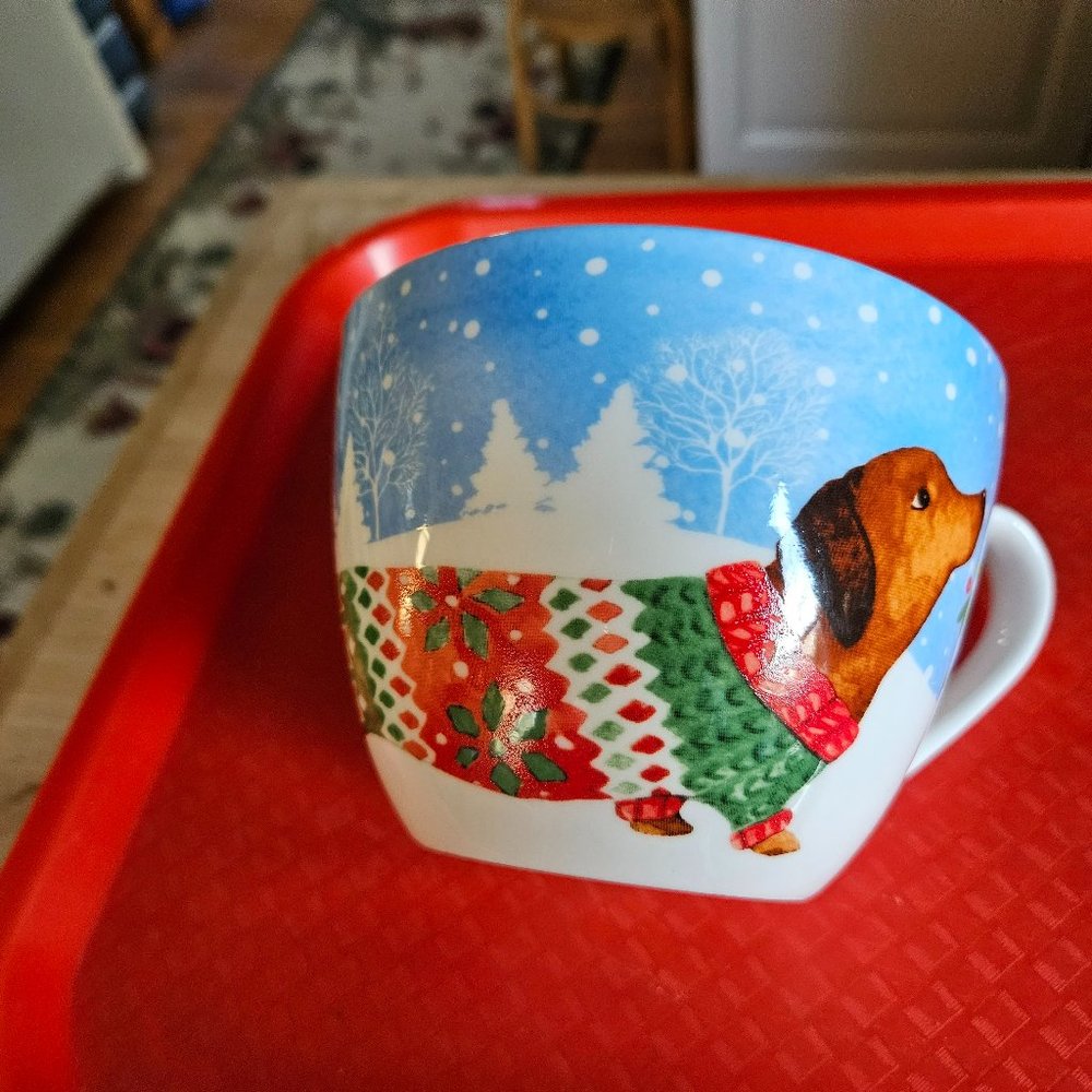 Christmas dachshund dog jumbo mug Portobello by design bone china